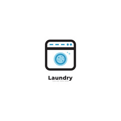 logo design laundry icon washing machine with bubbles for business clothes wash cleans modern template.
