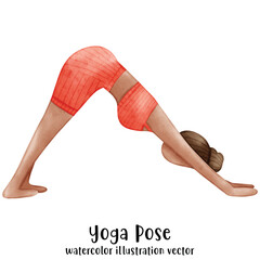 Yoga Pose, Watercolor Yoga, Woman, Lady, yoga