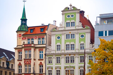 The old building in the historical center on Wroclaw, Poland