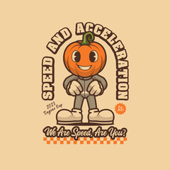 Pumpkin Motorsport Mascot Retro and Vintage