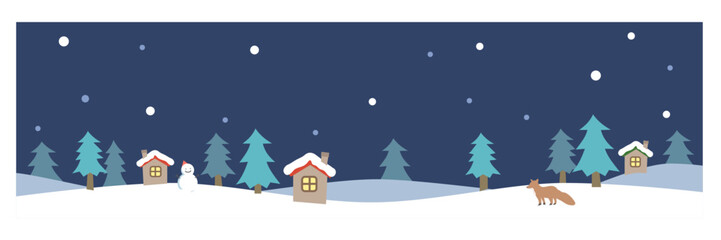 雪降る森の風景