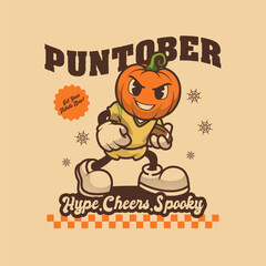 Pumpkin Rugby American Football Mascot Vintage
