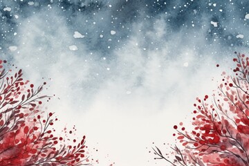 Mock up watercolor Christmas background with empty space for text by Generative AI
