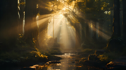 Fototapeta premium sun rays in the forest