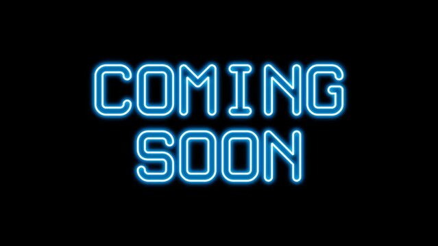 Animated coming soon with echo text effect using blue neon color and black background