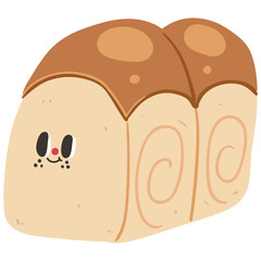 Cute japanese milk bread character flat illustration