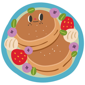 recommend clip art: Cute fruity pancakes character flat illustration