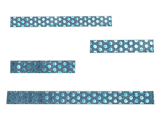 Decorating tape of blue and white elements with silver background