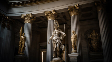 A Sculpture of Athena on the Parthenon, Acropolis Hill, the Greek goddess of wisdom