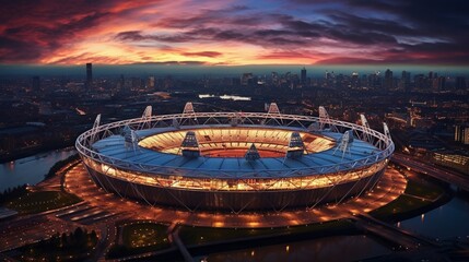 Awe-Inspiring Aerial View of The Olympic Stadium at Sunset