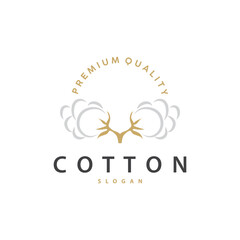 Cotton Logo, Soft and Smooth Cotton Plant Design for Business Brands with Simple Lines And Stem