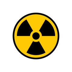 Obraz premium Radioactive warning yellow circle sign. Radioactivity warning vector symbol.
