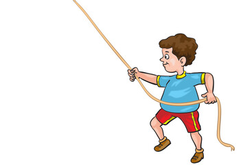 child playing with a rope