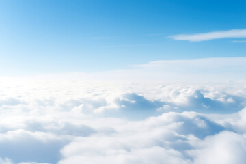 Blue sky background with tiny clouds. Cumulus white clouds in the blue sky. High quality photo