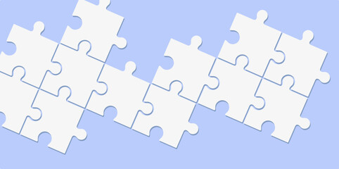Three puzzle elements connected to each other. Vector drawing.
