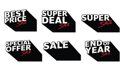 Best Price, Super Deal, Super Sale, Special Offer, Sale, End of Year Sale on Black Shadow Illustration