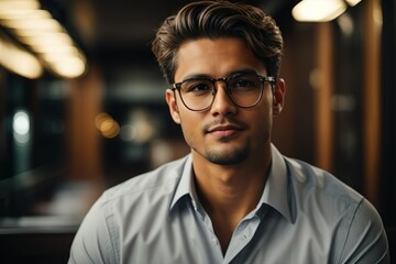 Obraz premium Portrait of a handsome man in a cafe