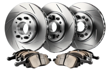 Car ventilated disc brake assembly, isolated with background removed, auto parts 