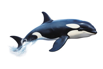 Powerful Orca Swimming Alone Isolated on Transparent Background