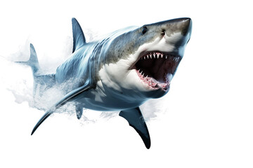 Fototapeta premium Powerful Big Shark Gliding Isolated on Transparent Background