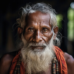 indian Sadhu ,holy man with beard - obrazy, fototapety, plakaty