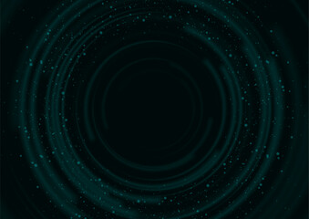 Cyan blue smooth circles and dots on black background. Abstract vector design