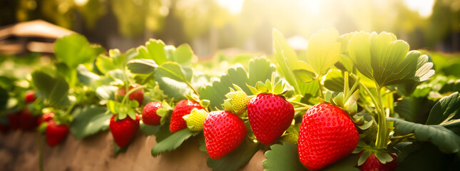 Strawberry farm panoramic scene