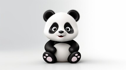 Playful Studio Panda: Adorable Black and White Cartoon Bear in Bamboo Forest generated by AI tool 