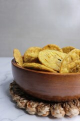 Crispy and crunchy methi mathri is a popular tea time snack in north India. It's especially popular during the Diwali festive season. It's a savory cracker or Masala puri. Copy Space.