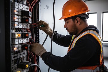 electrician working in a power station