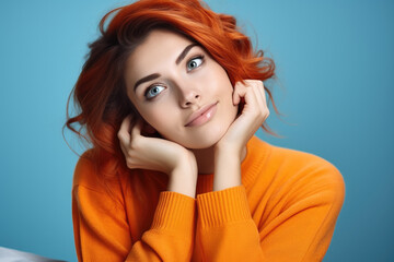 Woman with vibrant red hair posing for picture. This image can be used in various contexts and projects.