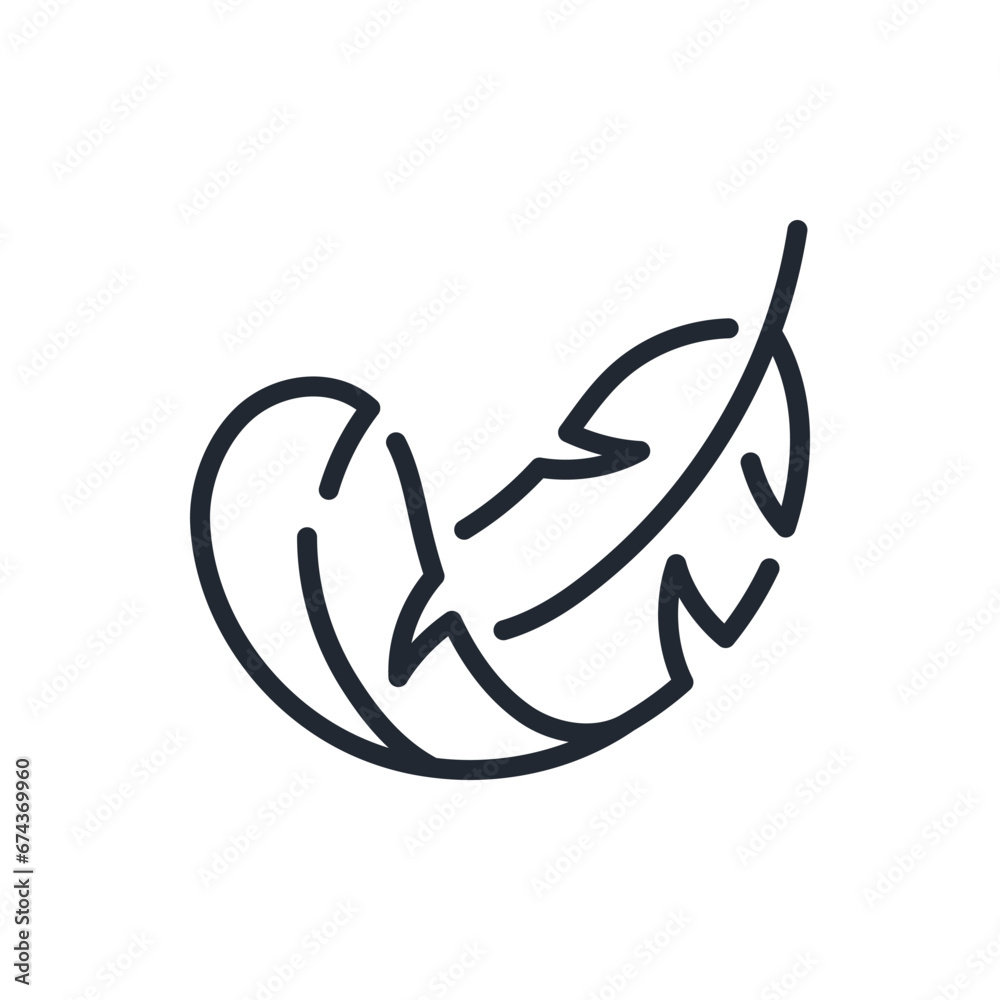 Canvas Prints feather editable stroke outline icon isolated on white background flat vector illustration.