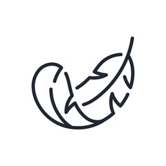 Feather editable stroke outline icon isolated on white background flat vector illustration. © lanastace