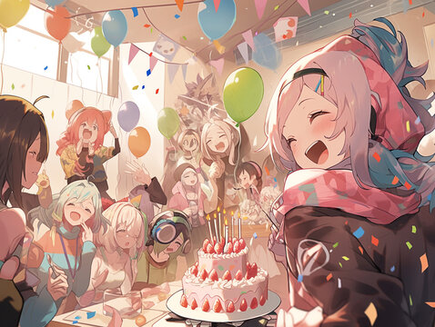 Birthday Party Celebration Togetherness Illustration