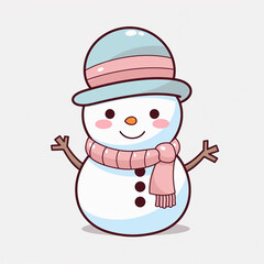 snowman kawaii clip art christmas 