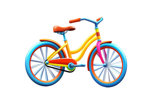 Playful 3D Animated Bicycle Isolated on Transparent Background