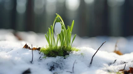 Foto op Canvas Snowdrops in spring among the snow © ALA
