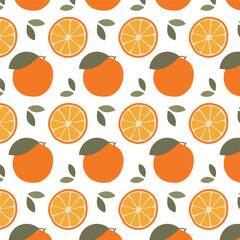 Seamless orange fruits pattern. Vector Illustration