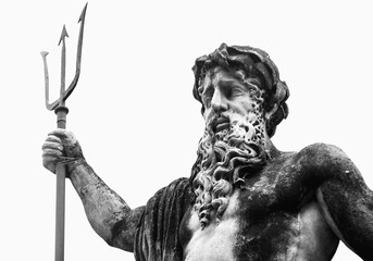 God of water and seas and oceans Neptune (Poseidon) as symbol of power and strenght. Horizontal...