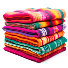 stack of colorful fabrics at one another on white background 