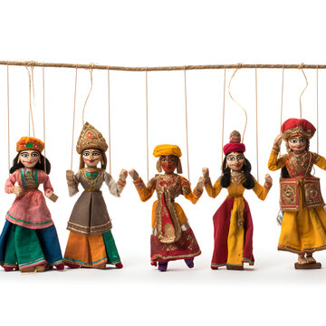 christmas nativity scene, Rajasthani Kathputli, Maroon Combo - Geographical 