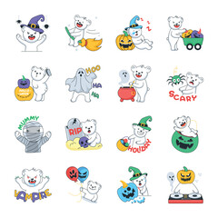 Pack of Halloween Bear Doodle Stickers 

