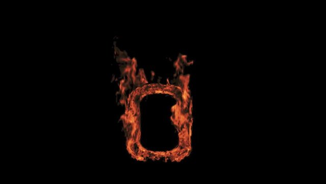 Fire letter. Burning alphabet. Real flames, sparks and smoke in slow motion isolated on black background.