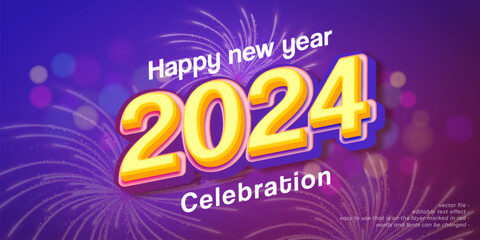 2024 new year banner, holiday celebration with festive fireworks explosionson dark background 4