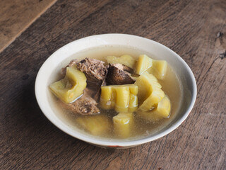 bowl of heathy bitter gourd and pork bone soup