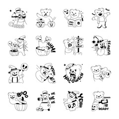 Obraz premium Set of Halloween Celebration Doodle Stickers