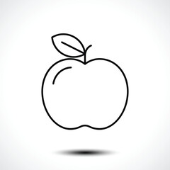 Apple with leaf icon. Vector illustration.