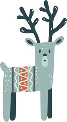 Christmas reindeer vintage clipart illustration