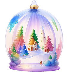 Watercolor Christmas Cloche Filled Clipart
