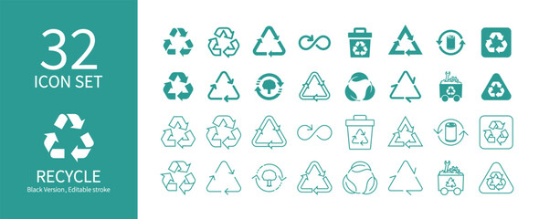 Icon set related to recycling